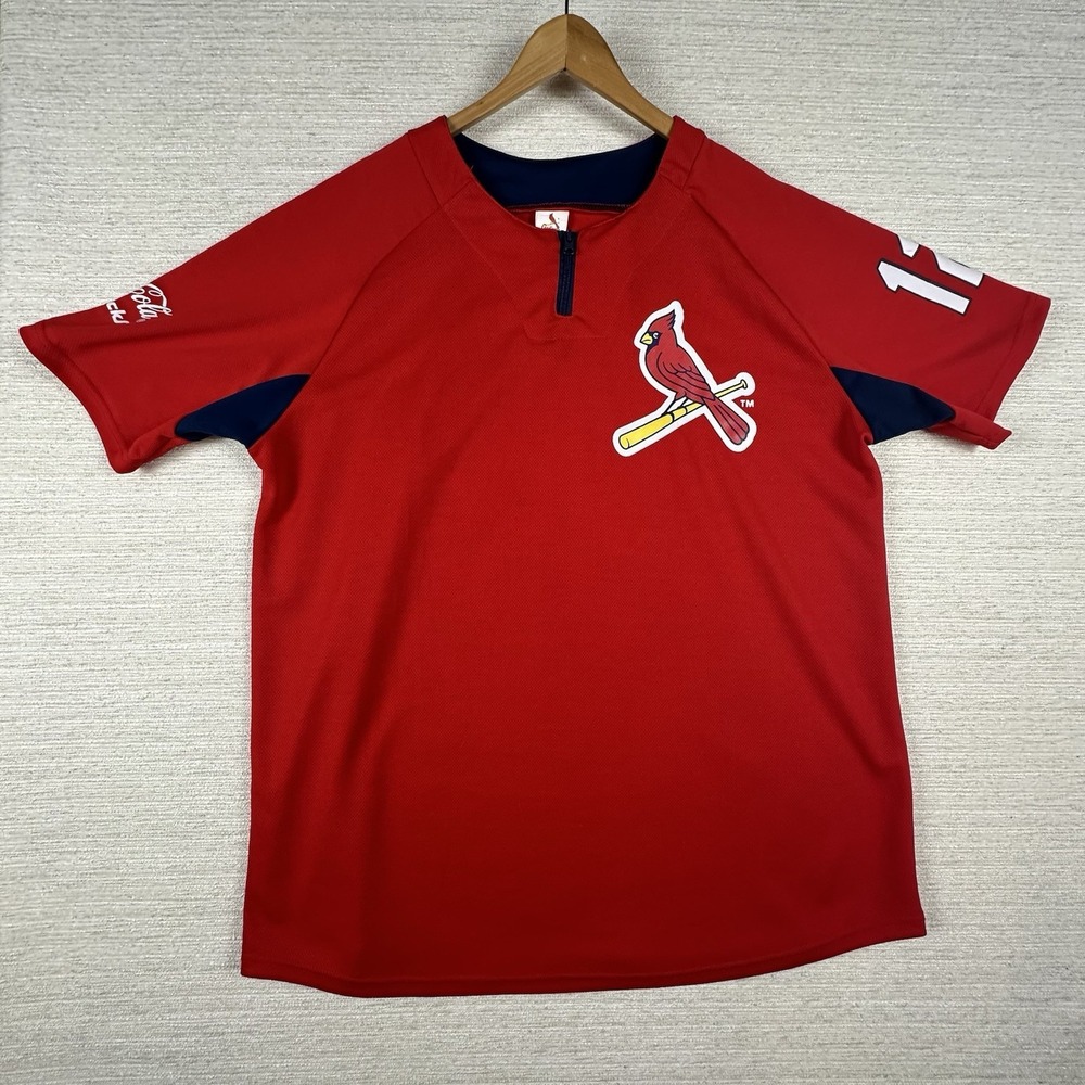 Cardinals Schnucks Coca-cola Mens Zip Short Sleeve Jersey Shirt Red XL # 12